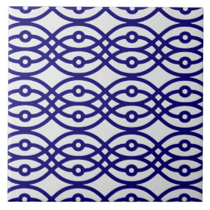 Carreau Kimono imprimé, gris argenté et bleu marine