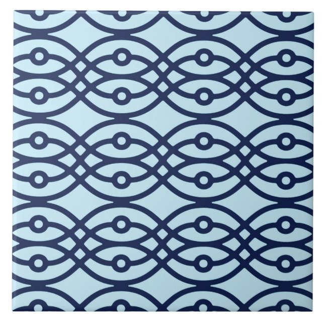 Carreau Kimono imprimé, marine et bleu clair (Devant)