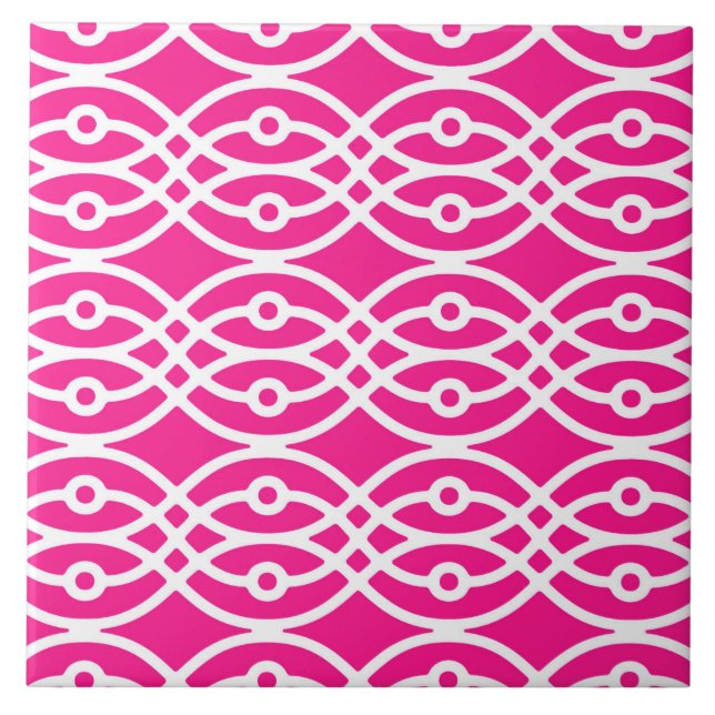 Carreau Kimono imprimé, rose fuchsia et blanc (Devant)