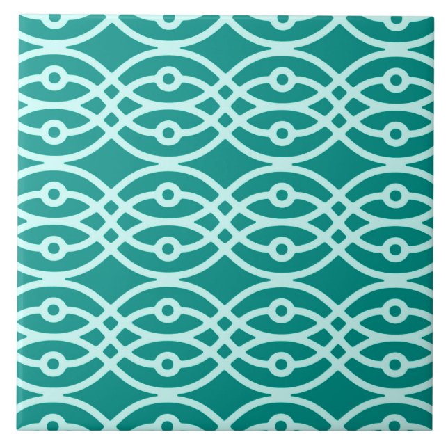 Carreau Kimono imprimé, turquoise et aqua (Devant)