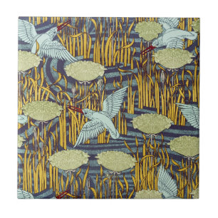 Carreau Kingfish & Flower Rush Art Nouveau