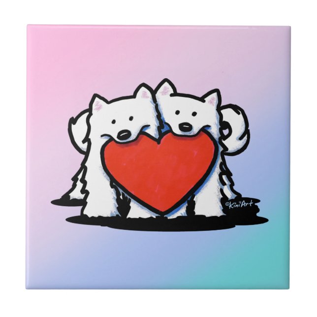 Carreau KiniArt Samoyed Duo Plein de Sentiment (Devant)