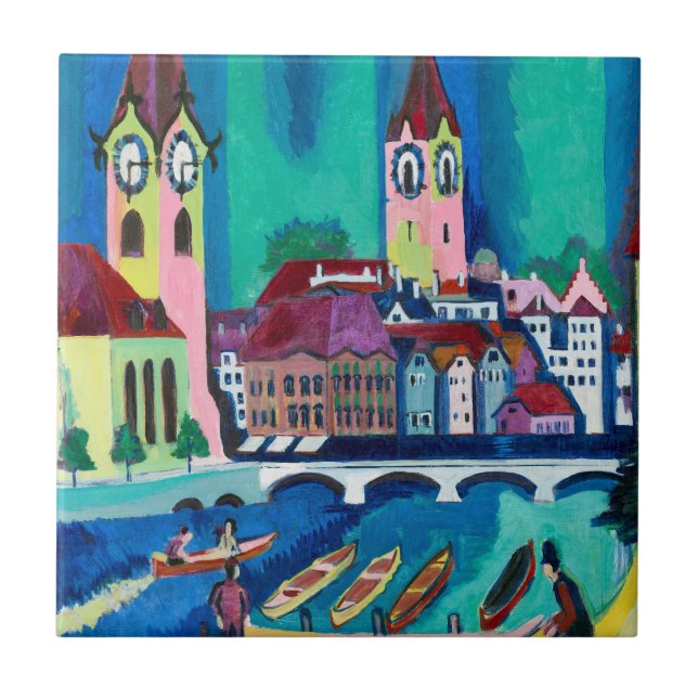Carreau Kirchner Paysage urbain de Zurich Art expressionni (Devant)