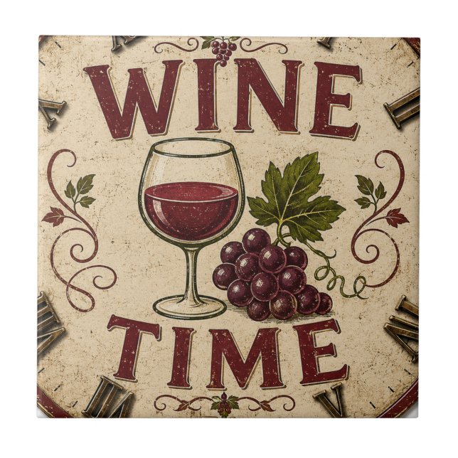 Carreau Kitchen Farmhouse Decor Wine Time  (Devant)