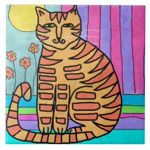 Carreau Kitty au soleil Peinture Abstraite