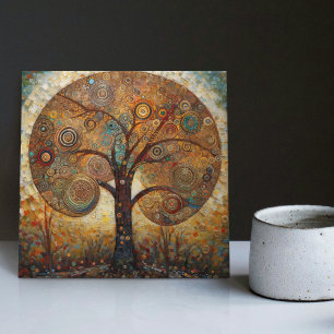 Carreau Klimt Arbre de Vie doré Art Nouveau Abstrait Cer