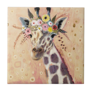 Carreau Klimt Giraffe   Orné De Fleurs