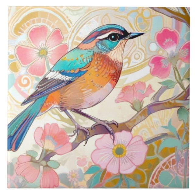 Carreau Klimt Oriental Asiatique Art Nouveau Inspo Floral  (Devant)