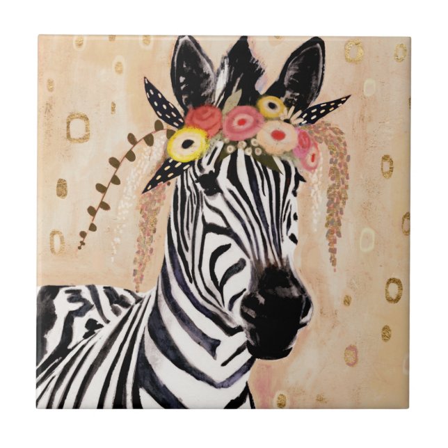 Carreau Klimt Zebra | Couronne De Fleurs (Devant)