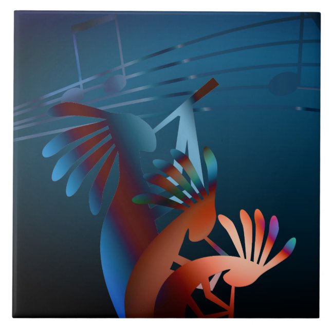 Carreau Kokopelli Blues Music 2 6" (Devant)