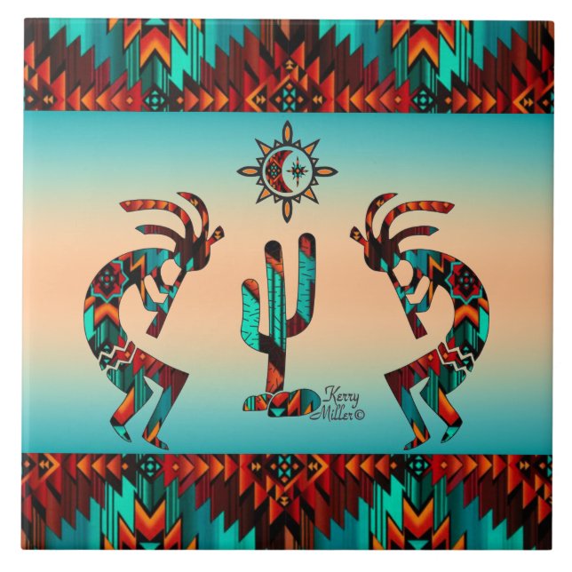 Carreau Kokopelli Et Cactus (Devant)