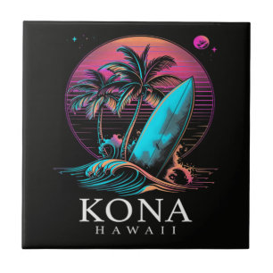 Carreau Kona Hawaï Planche de Surf Hawaïenne Vintage