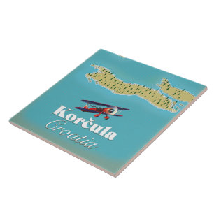 Carreau Korčula Croatie carte Affiche