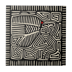 Carreau Kuna Indian Mola Black Bird