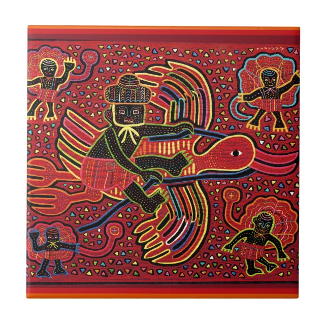 Carreau Kuna Indian Stork Apportant design bébé (Devant)