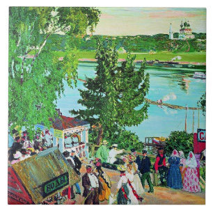 Carreau Kustodiev - Promenade le long de la Volga,