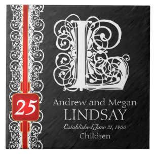 Carreau L Monogramme "Dentelle blanche sur Black" Carrelag