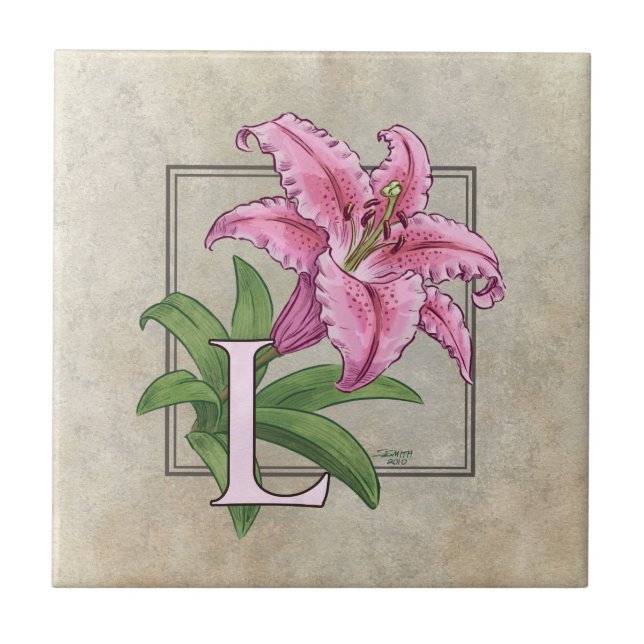 Carreau L pour Lily Flower Alphabet Monogram (Devant)