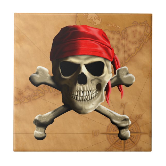 Carreau La carte de pirate de jolly roger (Devant)
