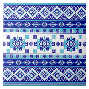 Carreau La clé du méandre grec et l'oeil malin