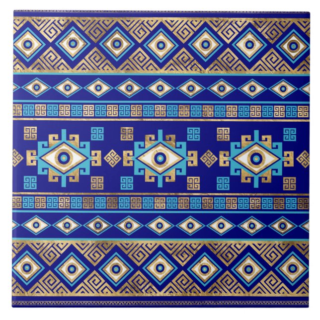 Carreau La clé du méandre grec et l'oeil malin (Devant)