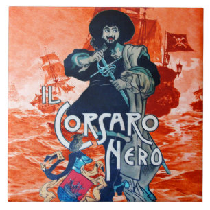 Carreau LA CORSAIRE NOIRE /Bataille de navires pirates en