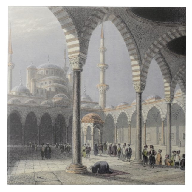 Carreau La cour de la mosquée du sultan Achmet, Istanbul (Devant)