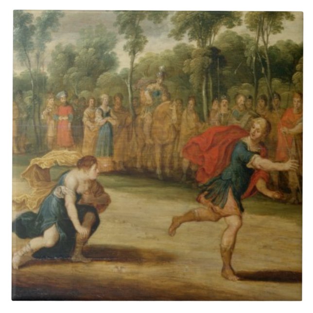 Carreau La course d'Atalanta et de Hippomenes (huile sur (Devant)