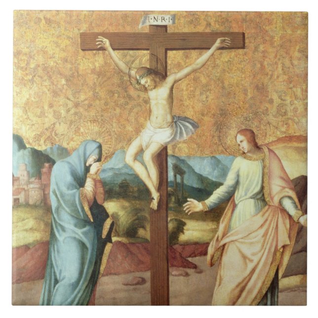 Carreau La crucifixion avec la Vierge et le St John l'Ev (Devant)