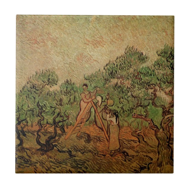 Carreau La Cueillette des olives par Vincent van Gogh (Devant)