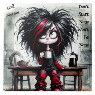 Carreau La dame au café ironique ne démarre pas Carrelage 