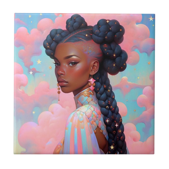 Carreau La Dame Cosmique Art Imaginaire Africain Américain (Devant)