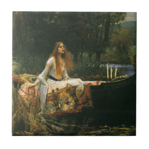 Carreau La Dame de Shalott sur un bateau par John William