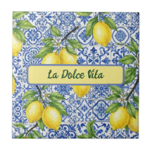 La Dolce Vita Citron de Sicile, motif bleu maioliq