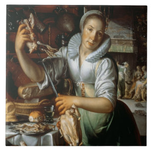 Carreau La domestique de cuisine (avec le Christ, Mary et