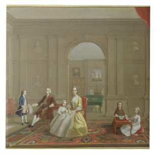 Carreau La famille de lard de John, c.1742-43 (huile sur