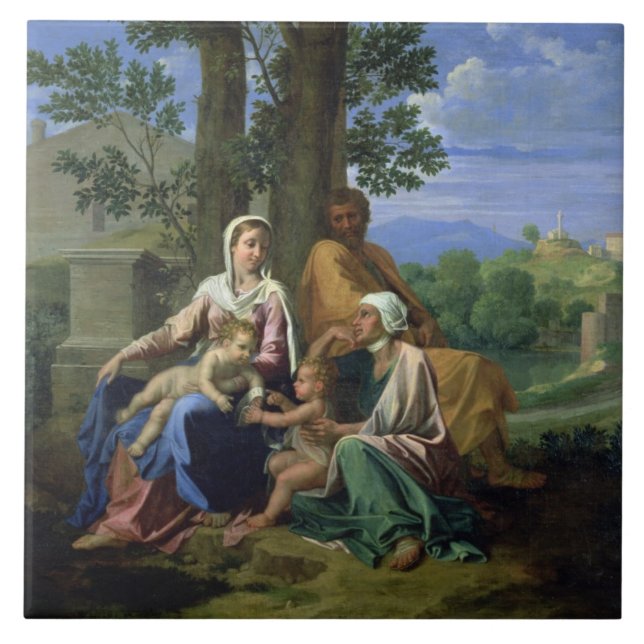Carreau La famille sainte avec des solides solubles. John, (Devant)
