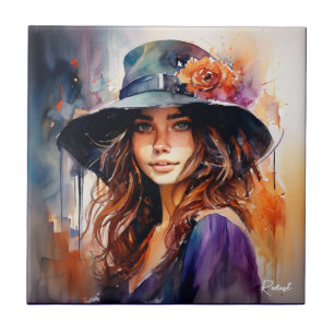 Carreau La femme au chapeau : Portrait de grâce vibrante