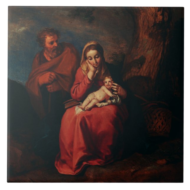 Carreau La Fuite en Égypte par Abraham Bloemaert  (Devant)