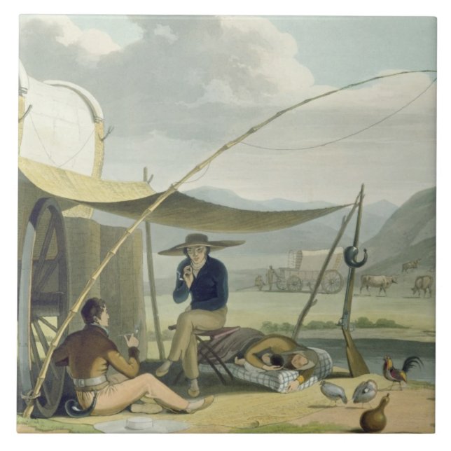 Carreau La halte d'une famille de Boor, plaquent 17 'du Sc (Devant)