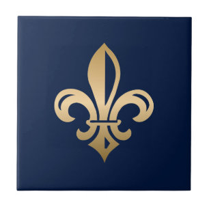 Carreau La luxueuse Gold Fleur de Lis Navy