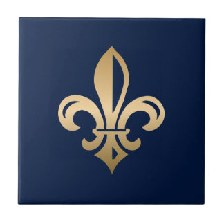 Carreau La luxueuse Gold Fleur de Lis Navy