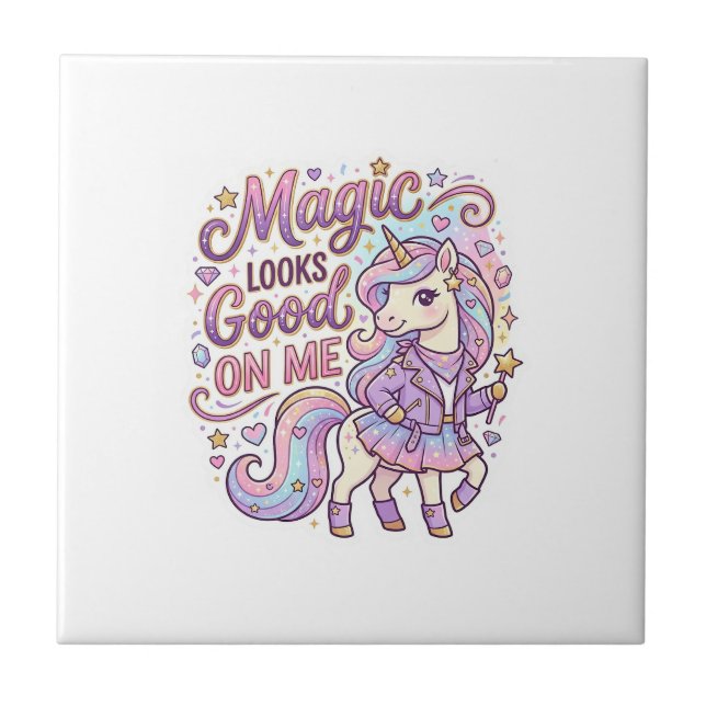 Carreau La magie de la licorne me va bien Graphisme Blanc (Devant)