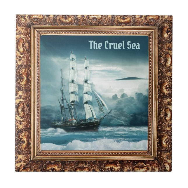 Carreau La mer cruelle - Navire à voile (Devant)