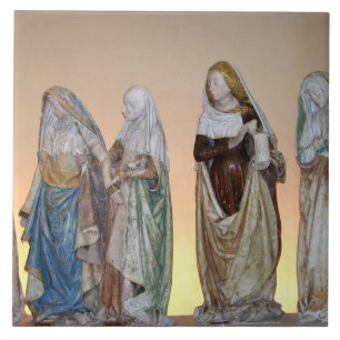 Carreau La mise au tombeau, 1490 (pierre peinte) (détail)