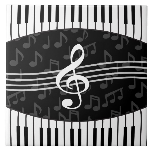 Carreau La musique élégante note des clés de clef triple (Devant)