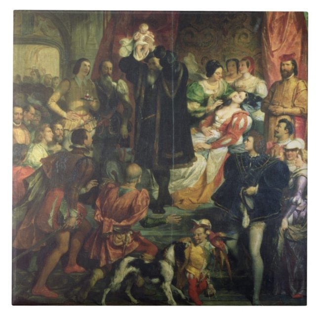 Carreau La naissance de Henri IV (1553-1610) au château de (Devant)