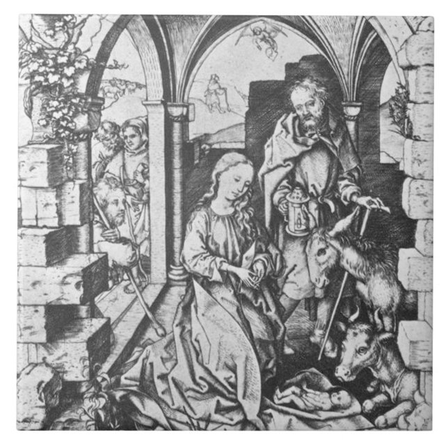 Carreau La naissance de Jésus (par Martin Schongauer) (Devant)