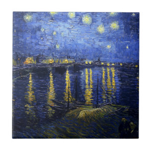 Carreau La Nuit De Van Gogh Au-Dessus De La Tuile Du Rhôn