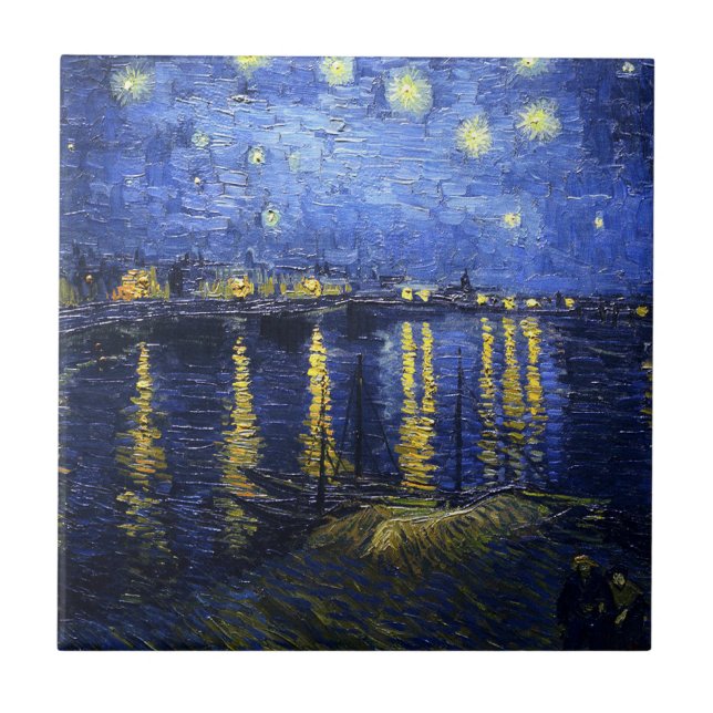 Carreau La Nuit De Van Gogh Au-Dessus De La Tuile Du Rhône (Devant)